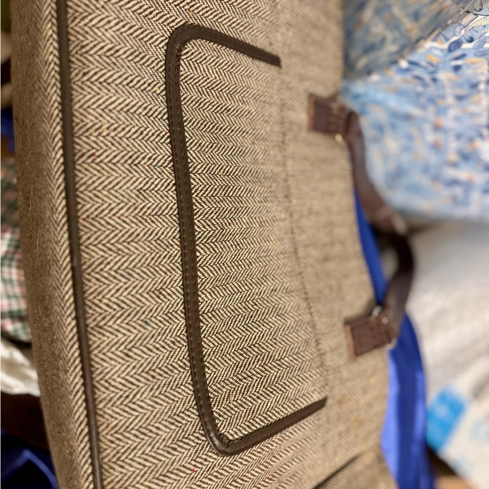Herringbone Pattern  Bag with Brown Accents